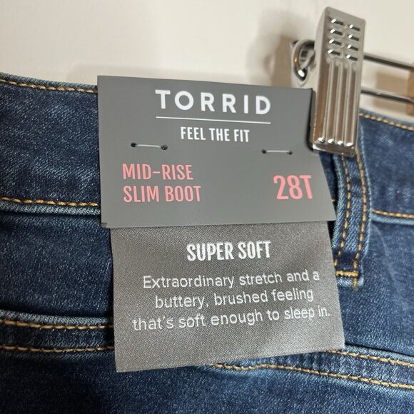 Torrid Mid Rise Slim Boot Cut Jeans Womens 28T Tall Bootcut Medium Wash - Picture 7 of 9